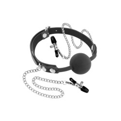 Кляп Fetish Tentation Gag Ball with Nipple Clamps