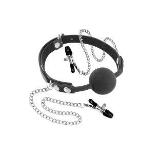Кляп Fetish Tentation Gag Ball with Nipple Clamps