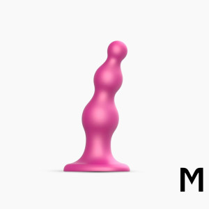 Фалоімітатор Strap-On-Me Dildo Plug Beads Metallic Pink M